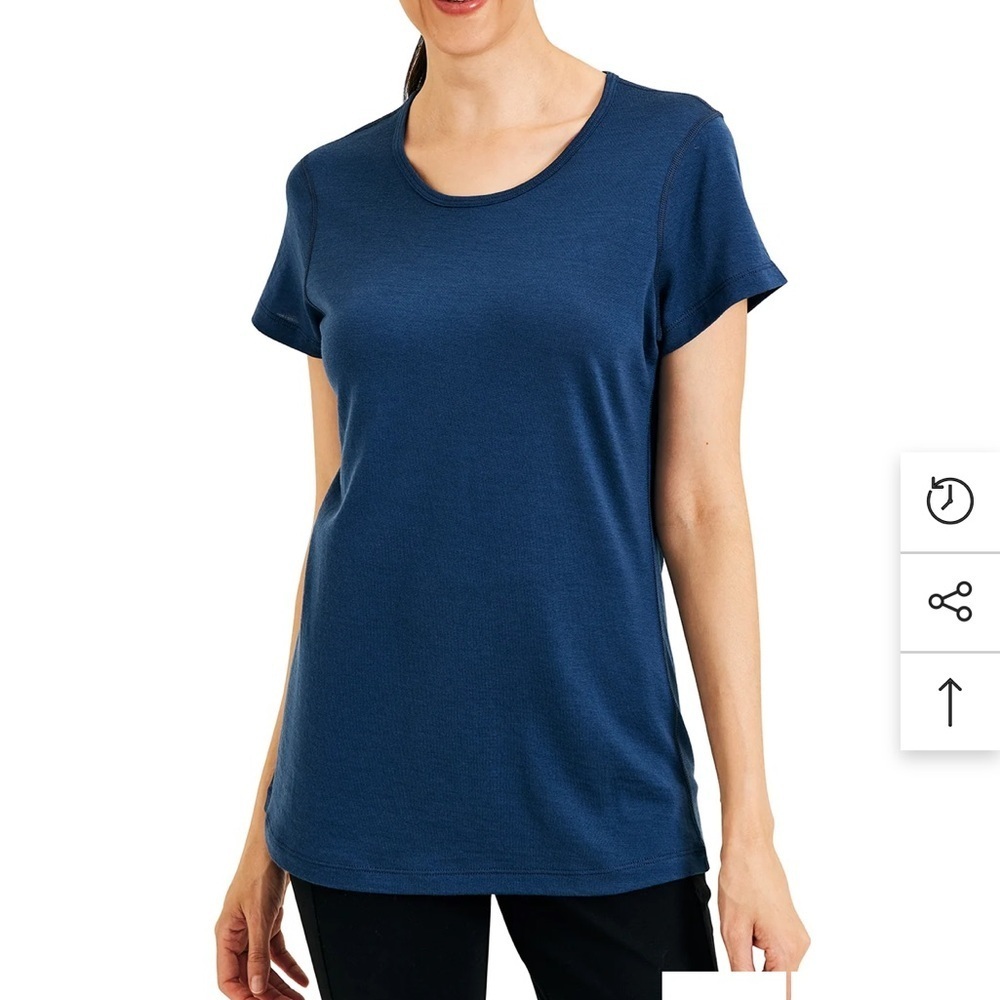 Metarino 100% Merino Wool Crew Shirt Navy Blue Women's Top 2XL EUC